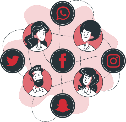 social media network with people and providers connecting to each other